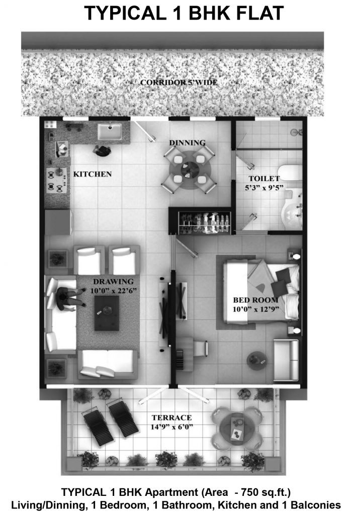 Floor Plans 1 BHK FLAT